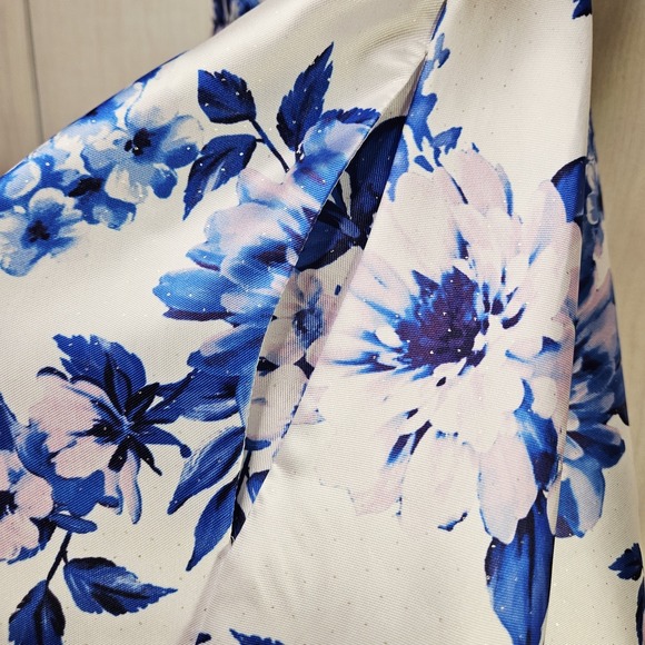 Dear Moon Blue White Floral Fairy Fit Flare Dress Sz 1 Pockets Babydoll Coquette - Picture 11 of 14